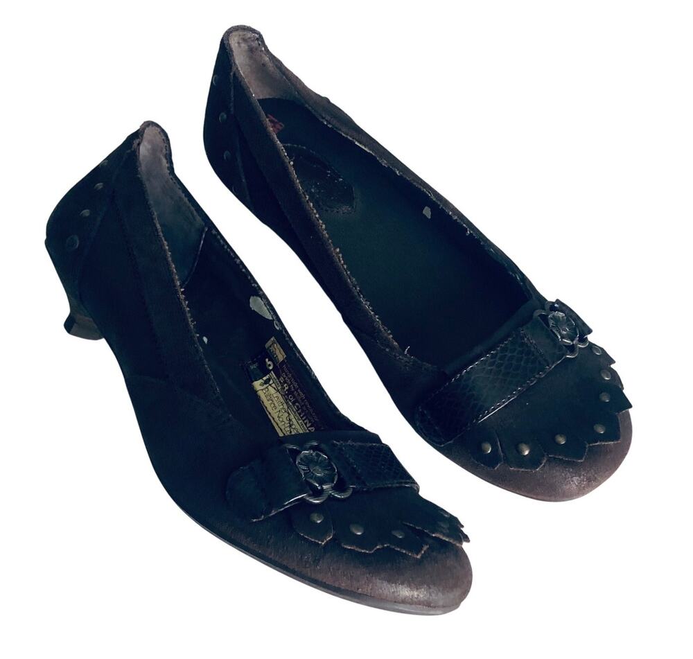 London Underground Retro Kitten Heel Women's 8 Kiltie Brown Leather